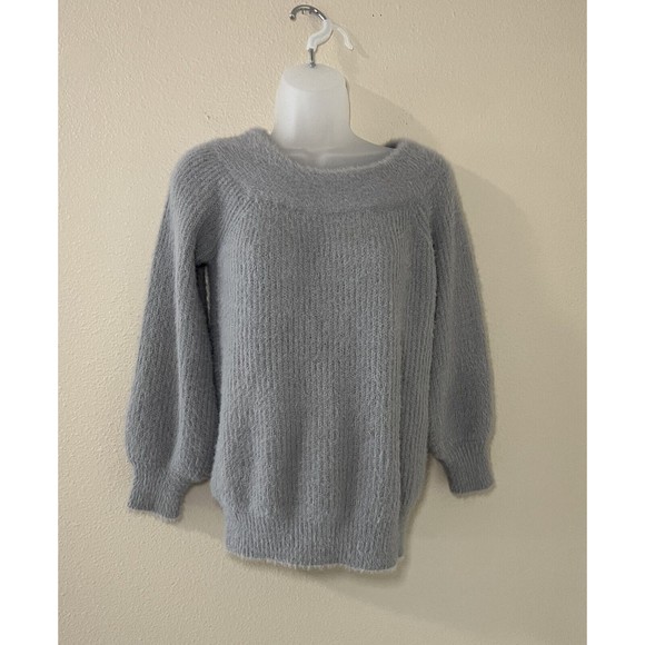 After Market Sweaters - After Market Womens M Pullover Gray Sweater Long Sleeve Ribbed Cozy Fluff Finish